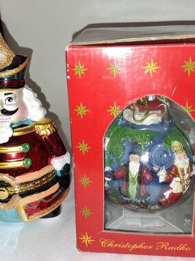 Christopher RADKO Santas Around the World Ornament in box and RADKO Hinged Soldi